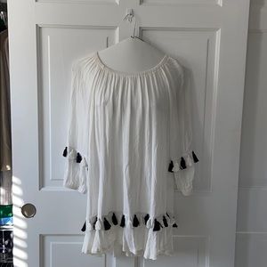 White cover-up with tassel detail
